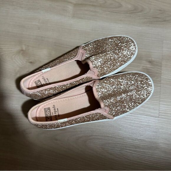 Kate‎ Spade Keds Double Decker Glitter Champagne Gold Sneakers 7 - Picture 3 of 9